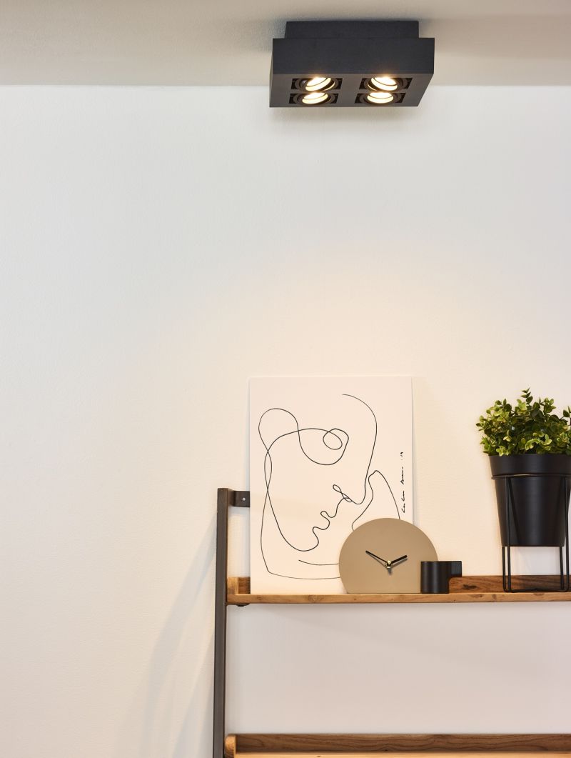 Lucide XIRAX - Stropné bodové svietidlo - LED Dim to warm - GU10 - 4x5W 2200K/3000K - Black